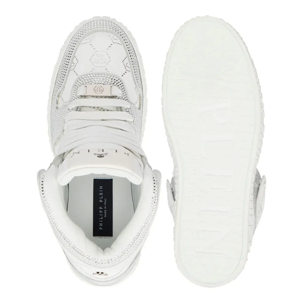 Strassbesetzte Leder High-Top Sneaker