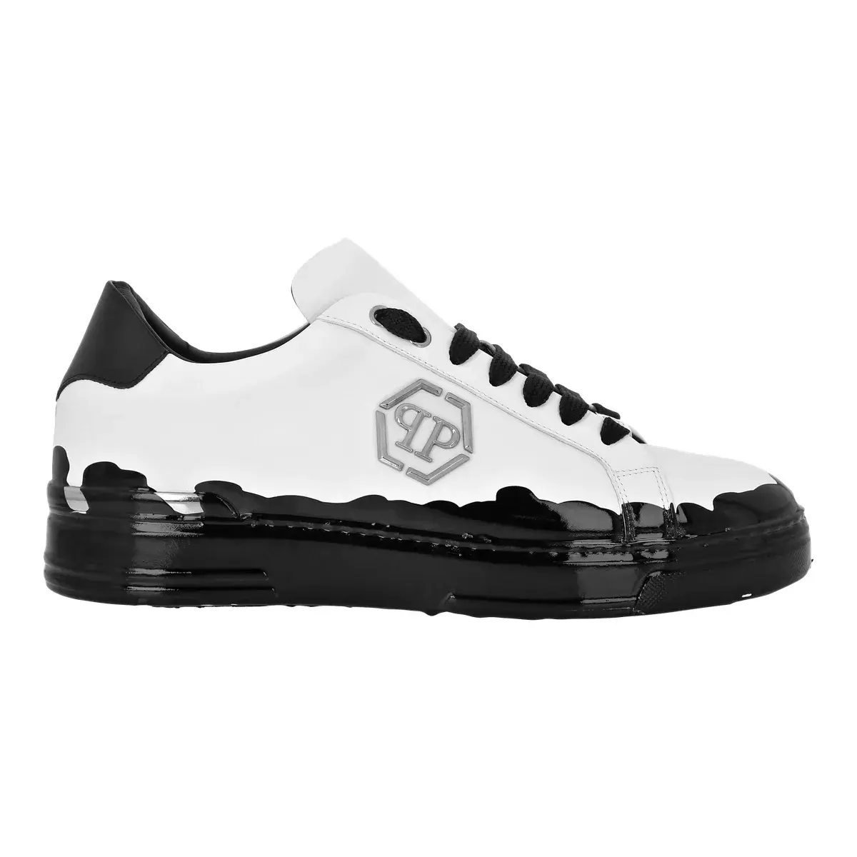 Zweifarbige Low-Top-Sneakers mit Farbspritzern