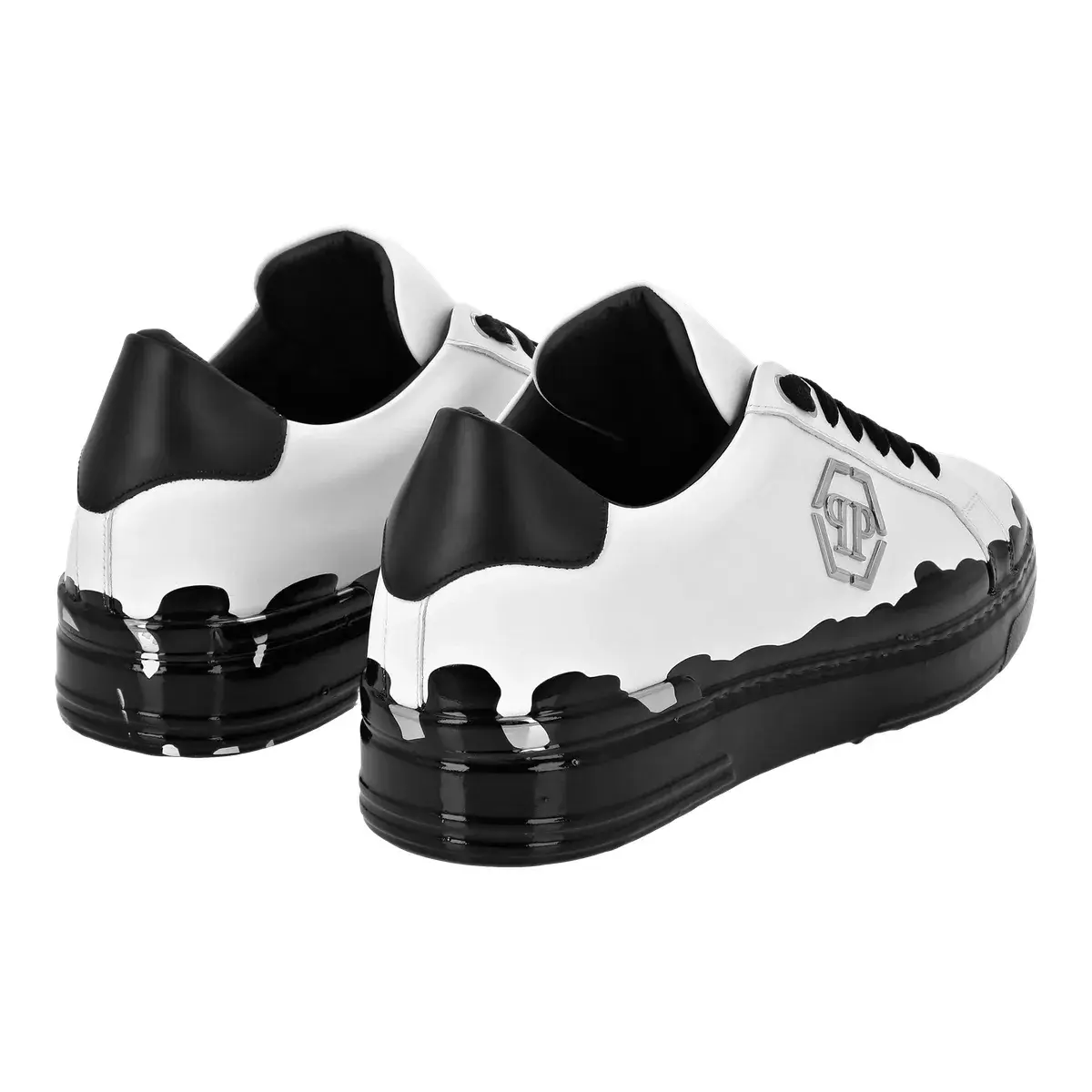 Zweifarbige Low-Top-Sneakers mit Farbspritzern