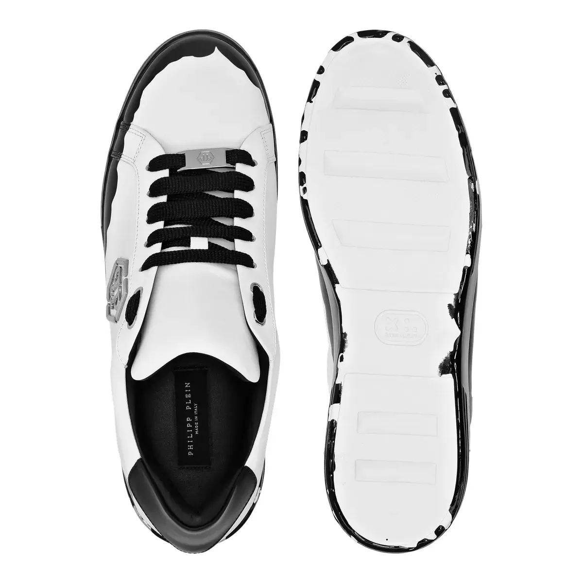 Zweifarbige Low-Top-Sneakers mit Farbspritzern
