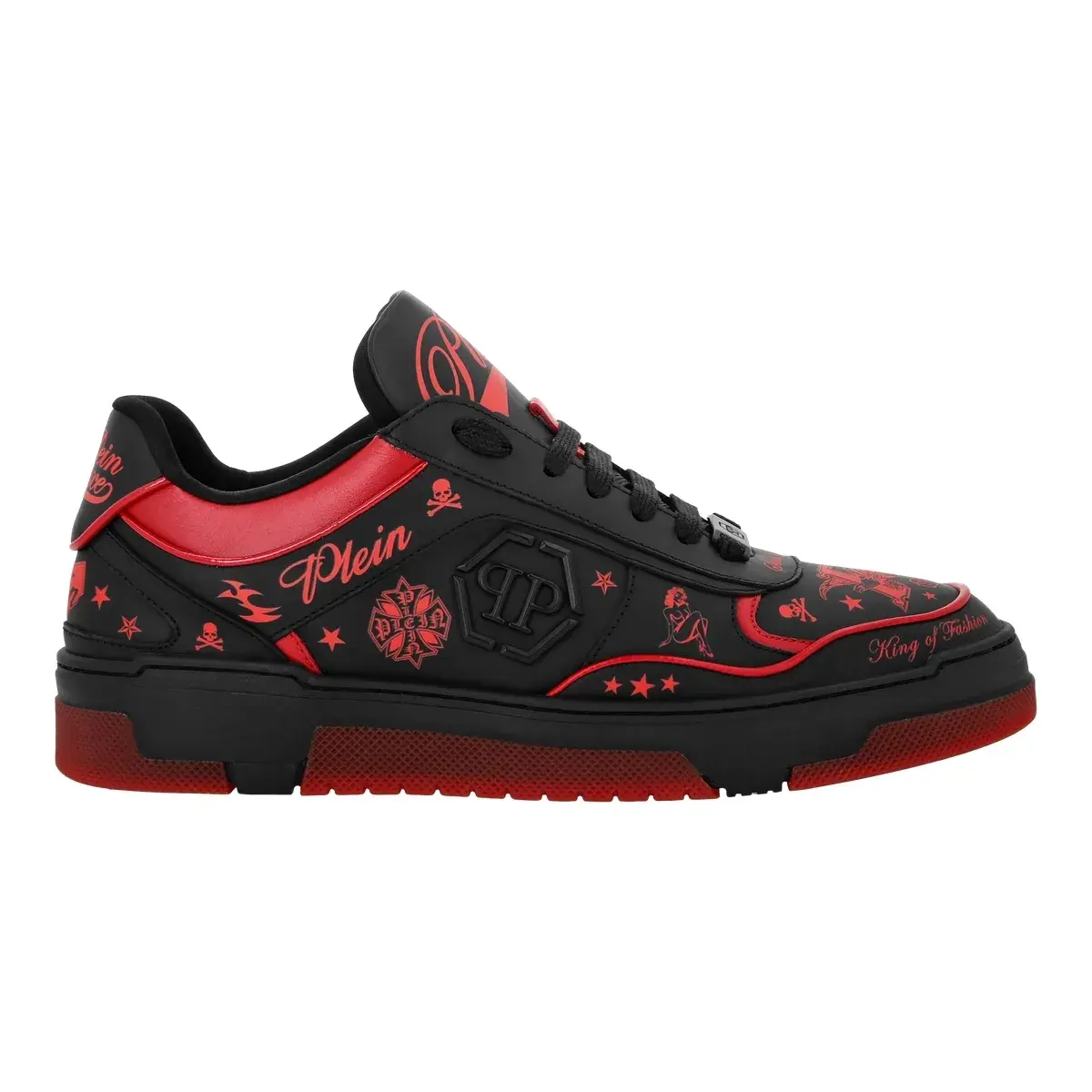 Schwarze und Rote Low-Top-Sneakers
