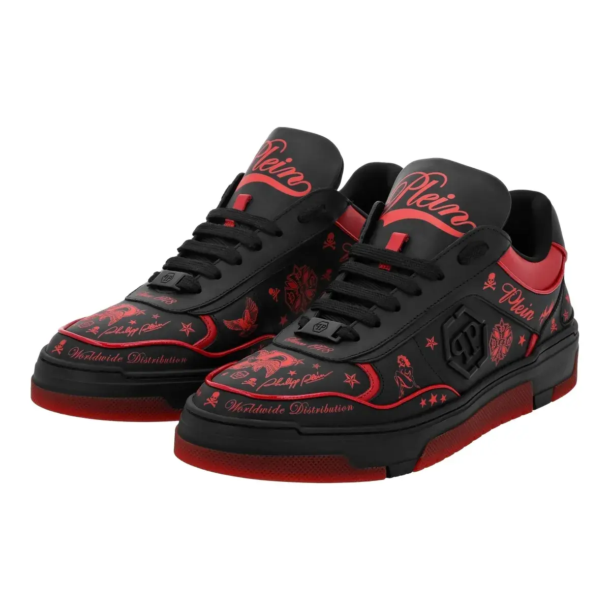 Schwarze und Rote Low-Top-Sneakers