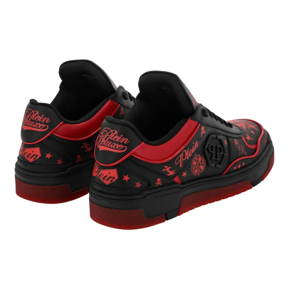 Schwarze und Rote Low-Top-Sneakers