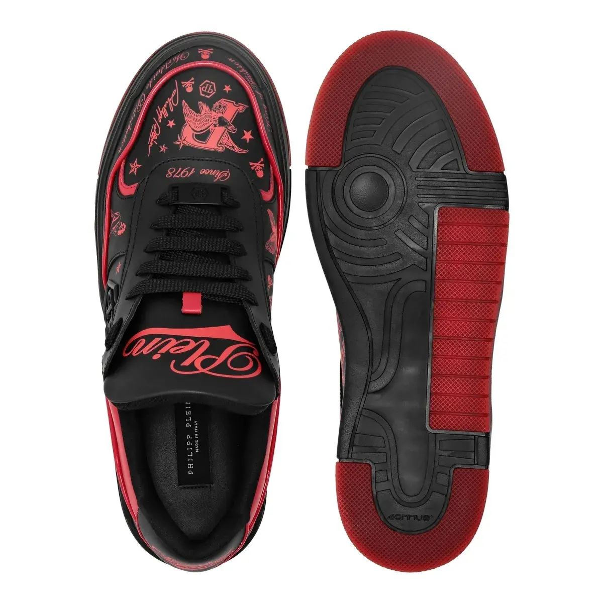 Schwarze und Rote Low-Top-Sneakers