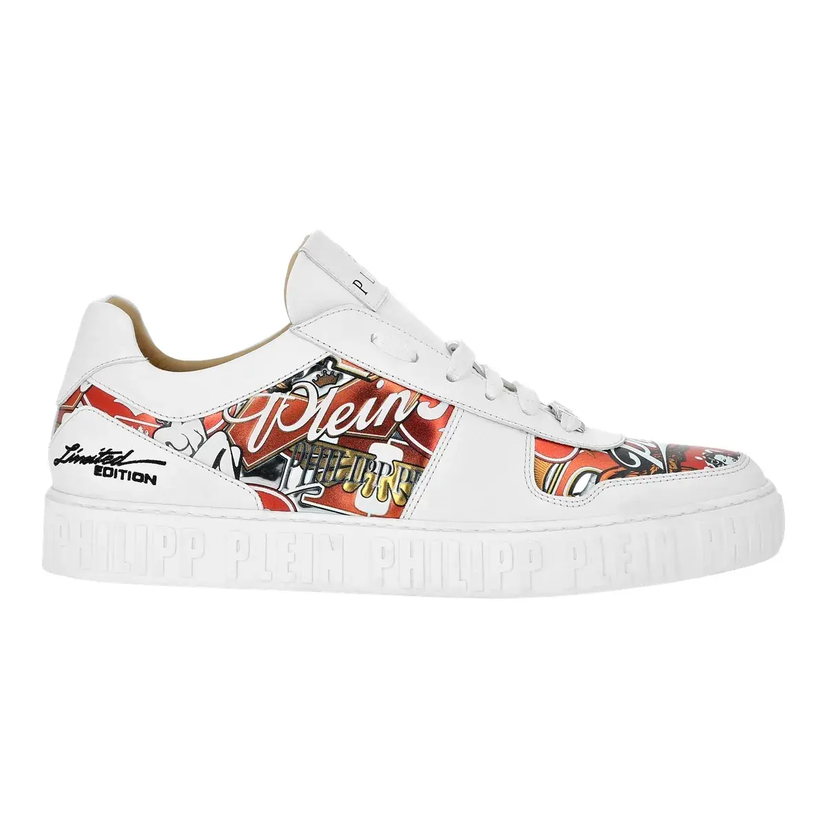 Bedruckte Leder-Sneakers