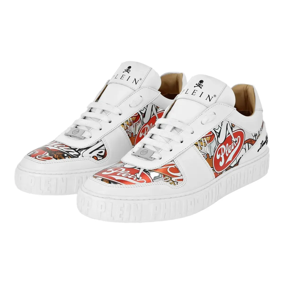 Bedruckte Leder-Sneakers