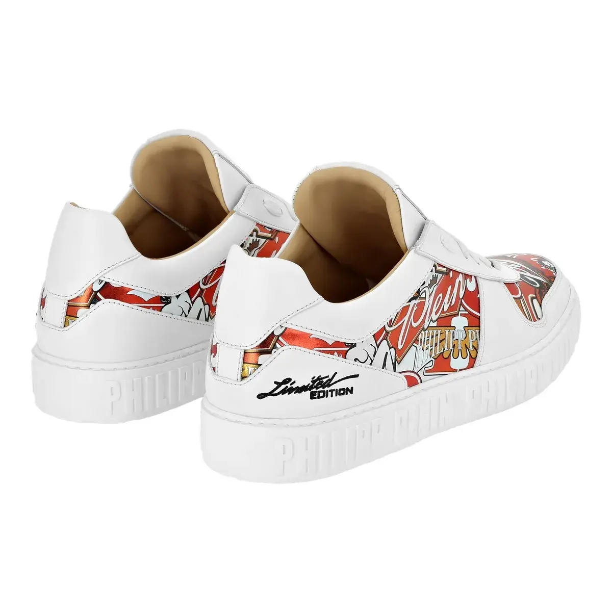 Bedruckte Leder-Sneakers
