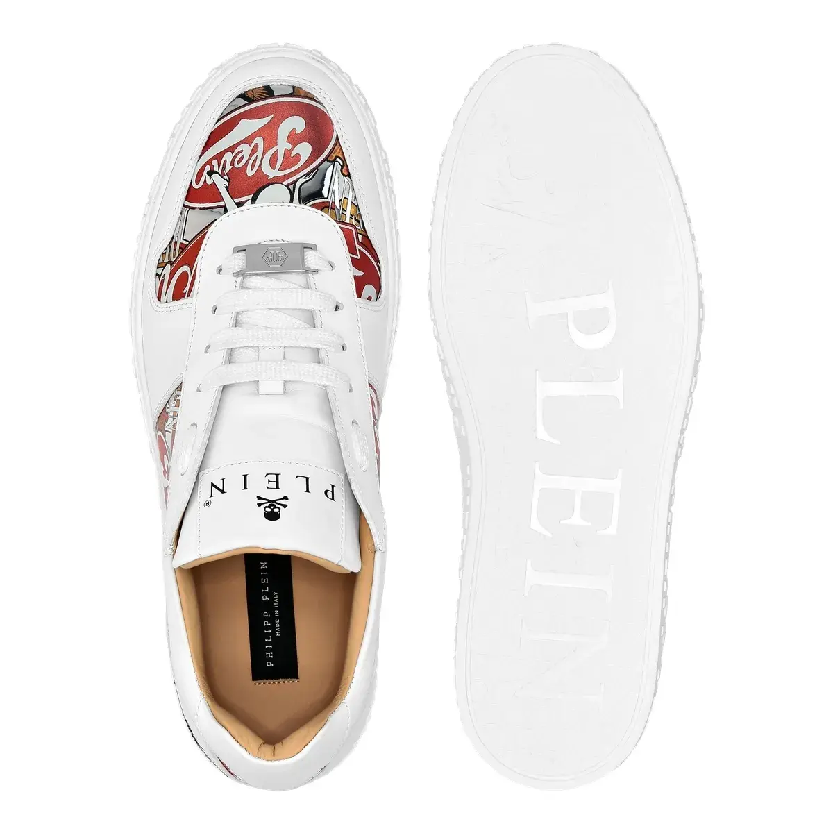 Bedruckte Leder-Sneakers