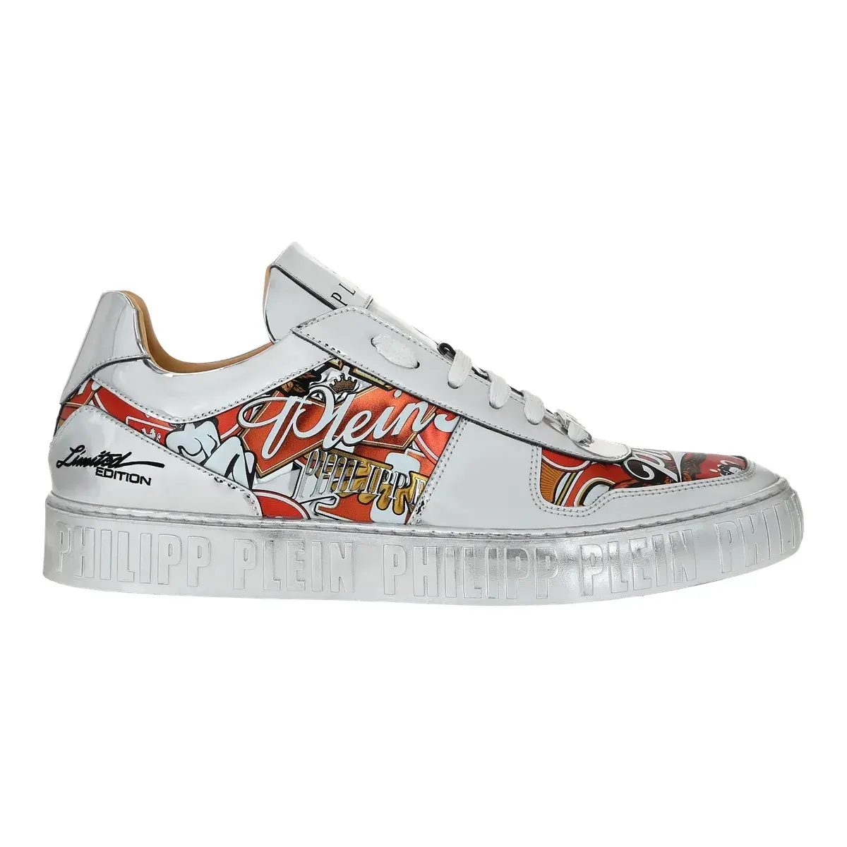 Bedruckte Leder-Sneakers