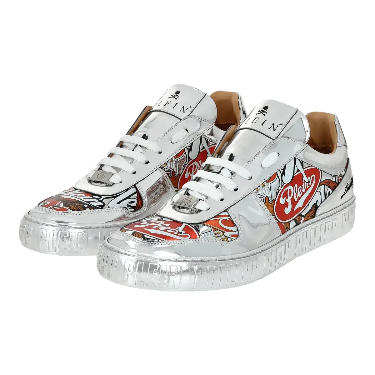 Bedruckte Leder-Sneakers