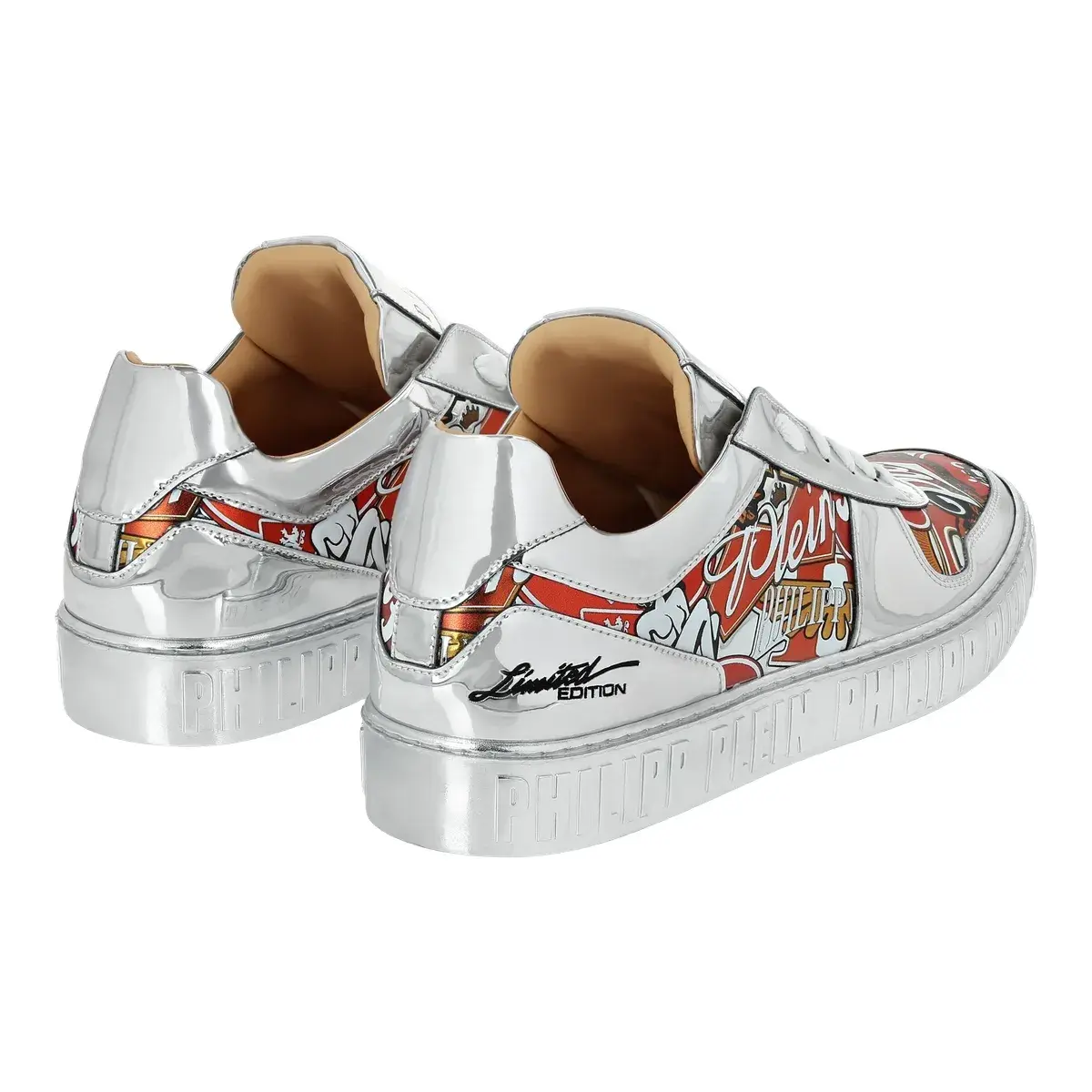 Bedruckte Leder-Sneakers
