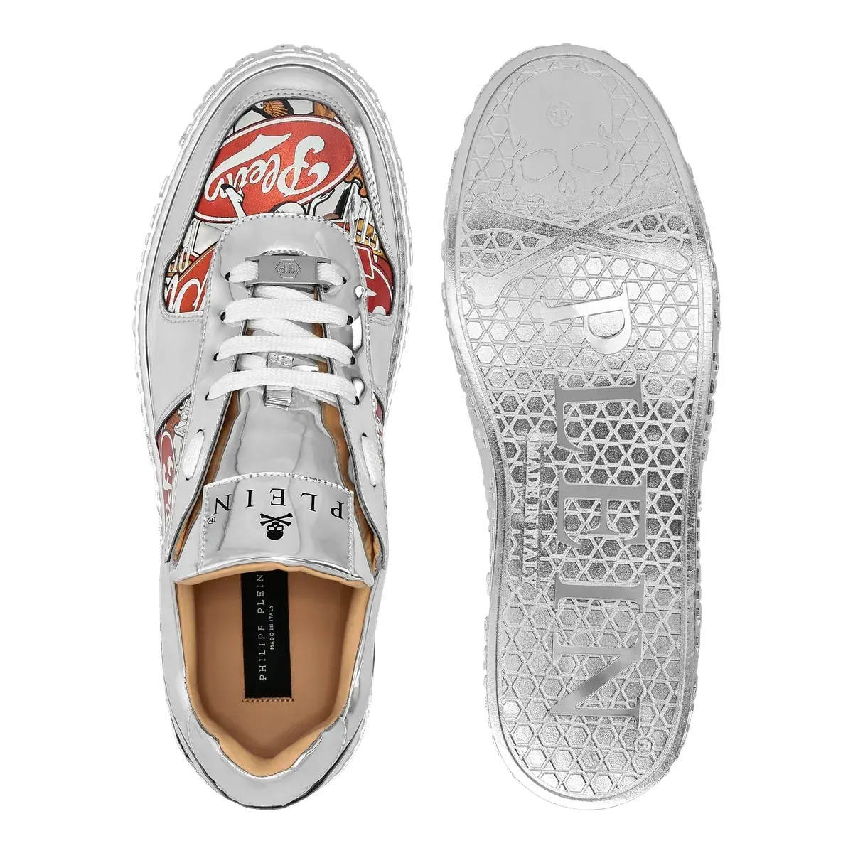 Bedruckte Leder-Sneakers