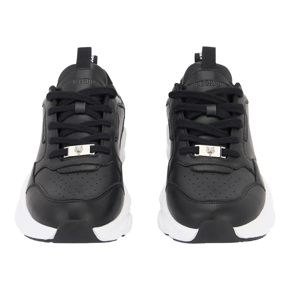 Schwarze Sneakers mit klobiger Sohle aus Leder