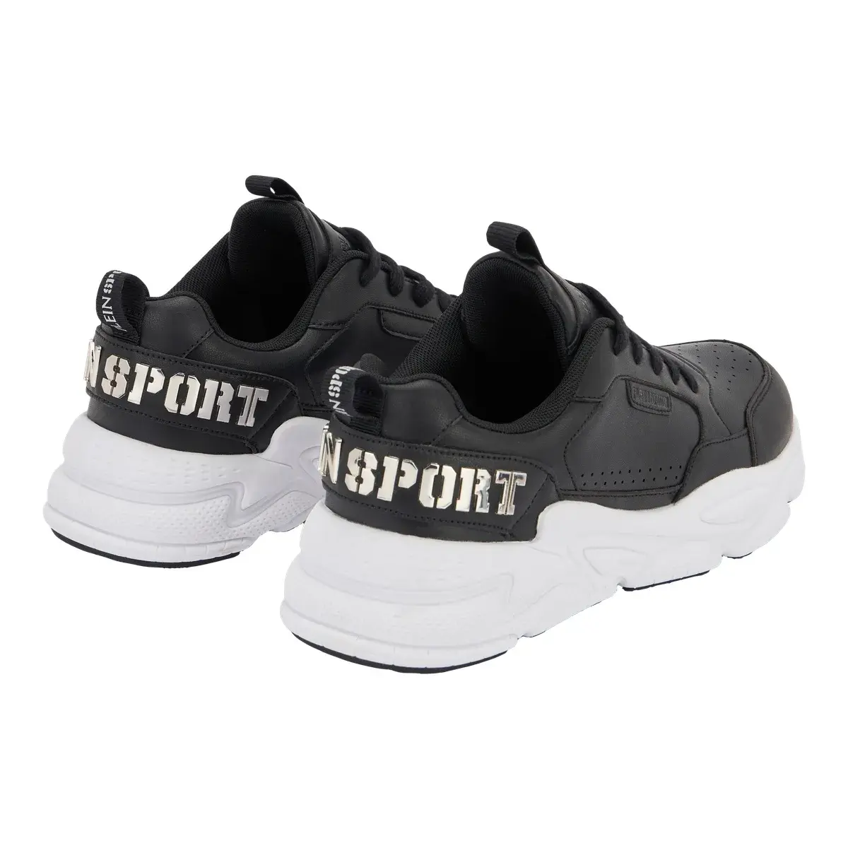 Schwarze Sneakers mit klobiger Sohle aus Leder