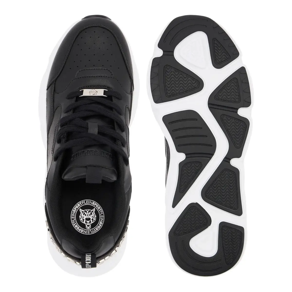 Schwarze Sneakers mit klobiger Sohle aus Leder