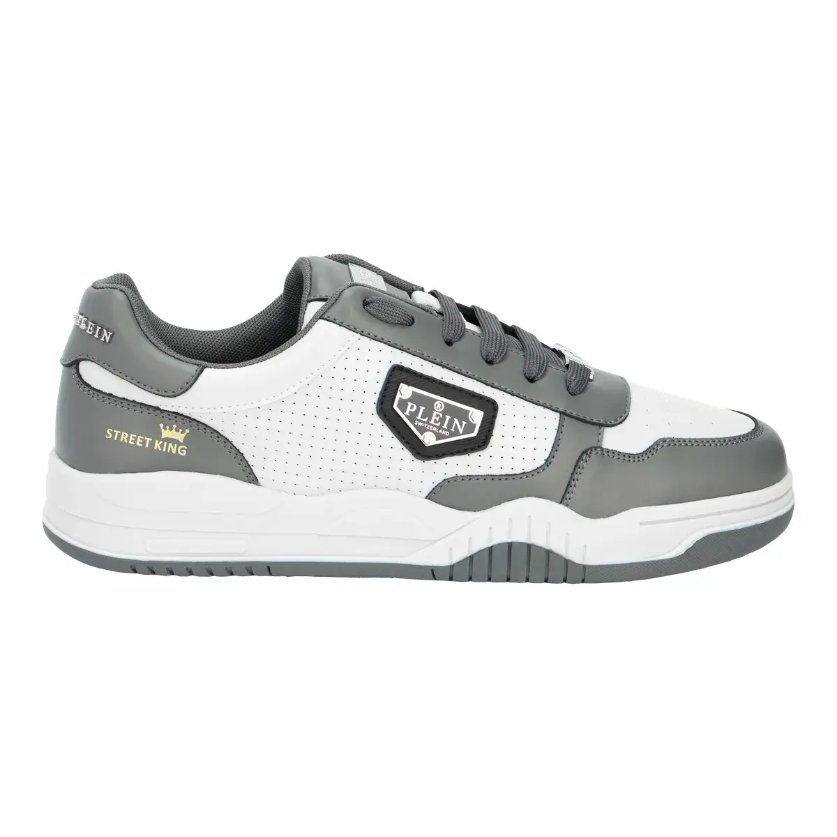 Grau-weiße Low-Top-Sneakers