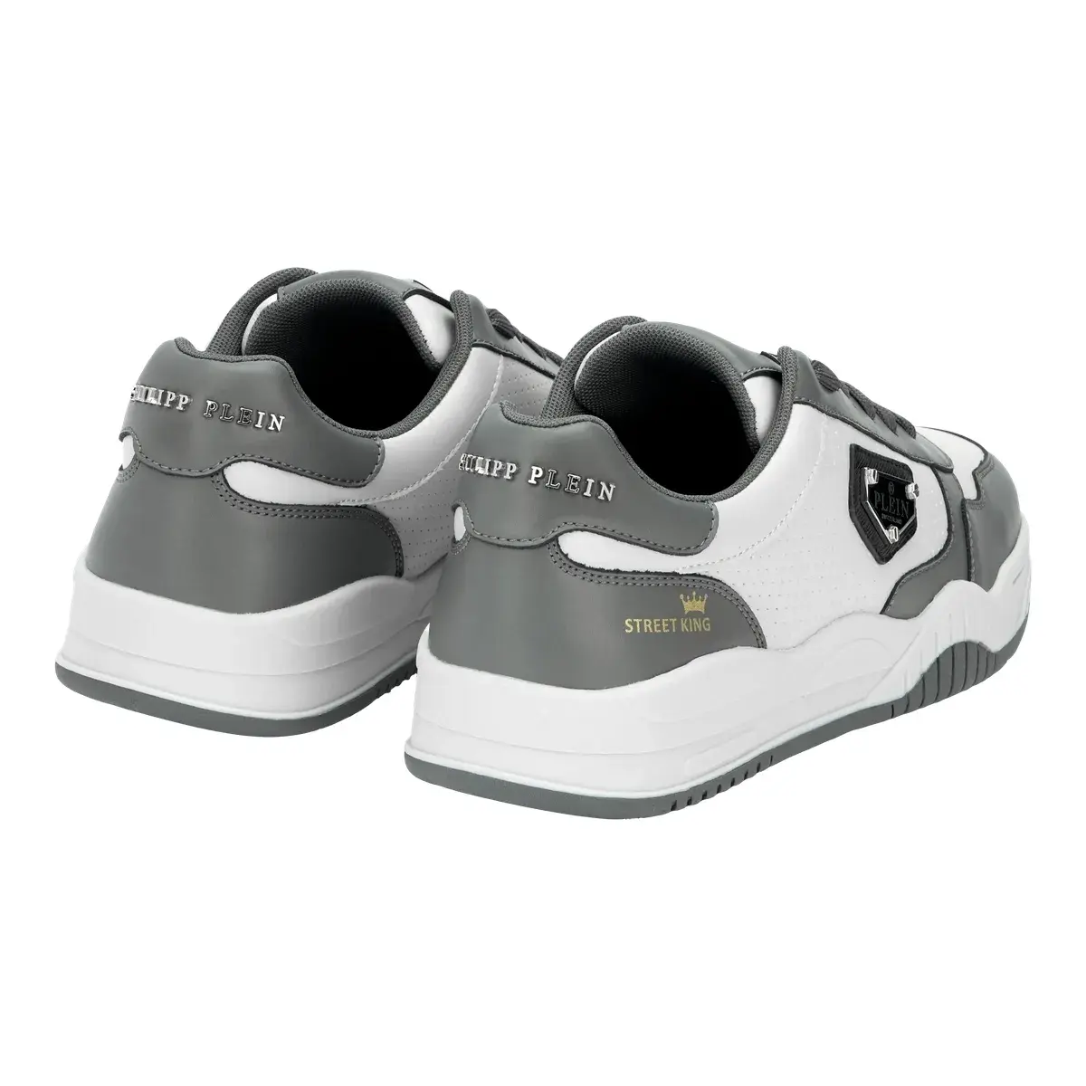 Grau-weiße Low-Top-Sneakers