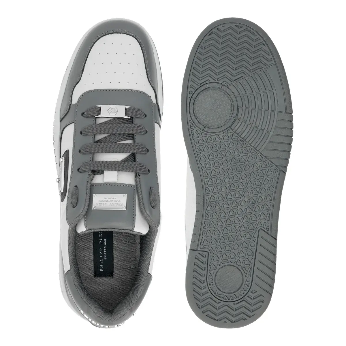 Grau-weiße Low-Top-Sneakers
