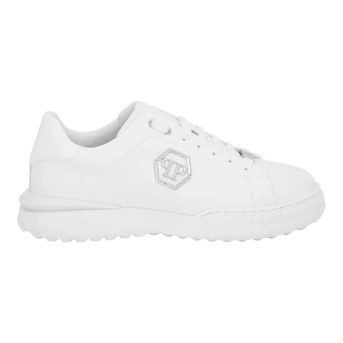 Weißer Leder-Sneaker mit niedrigem Profil
