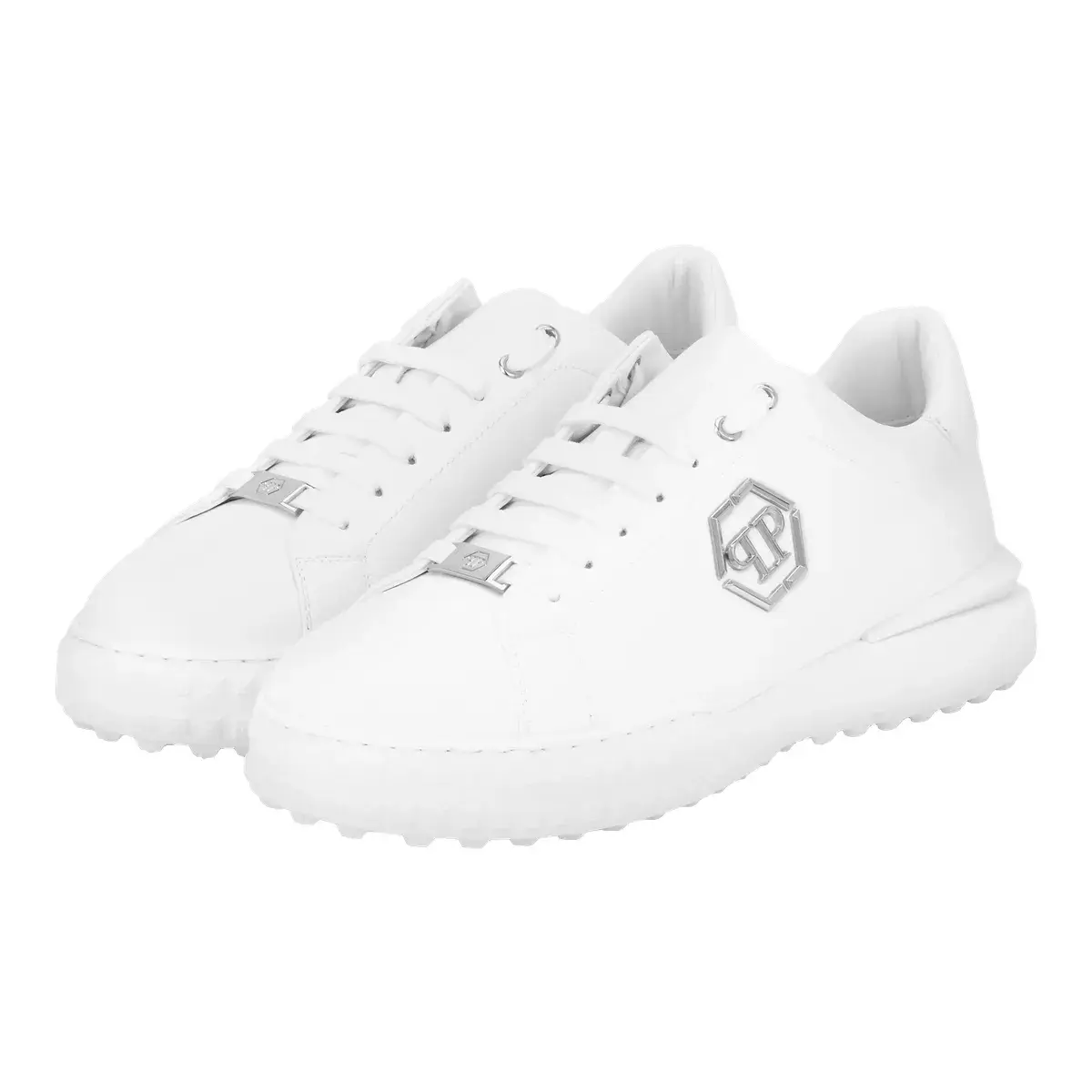Weißer Leder-Sneaker mit niedrigem Profil