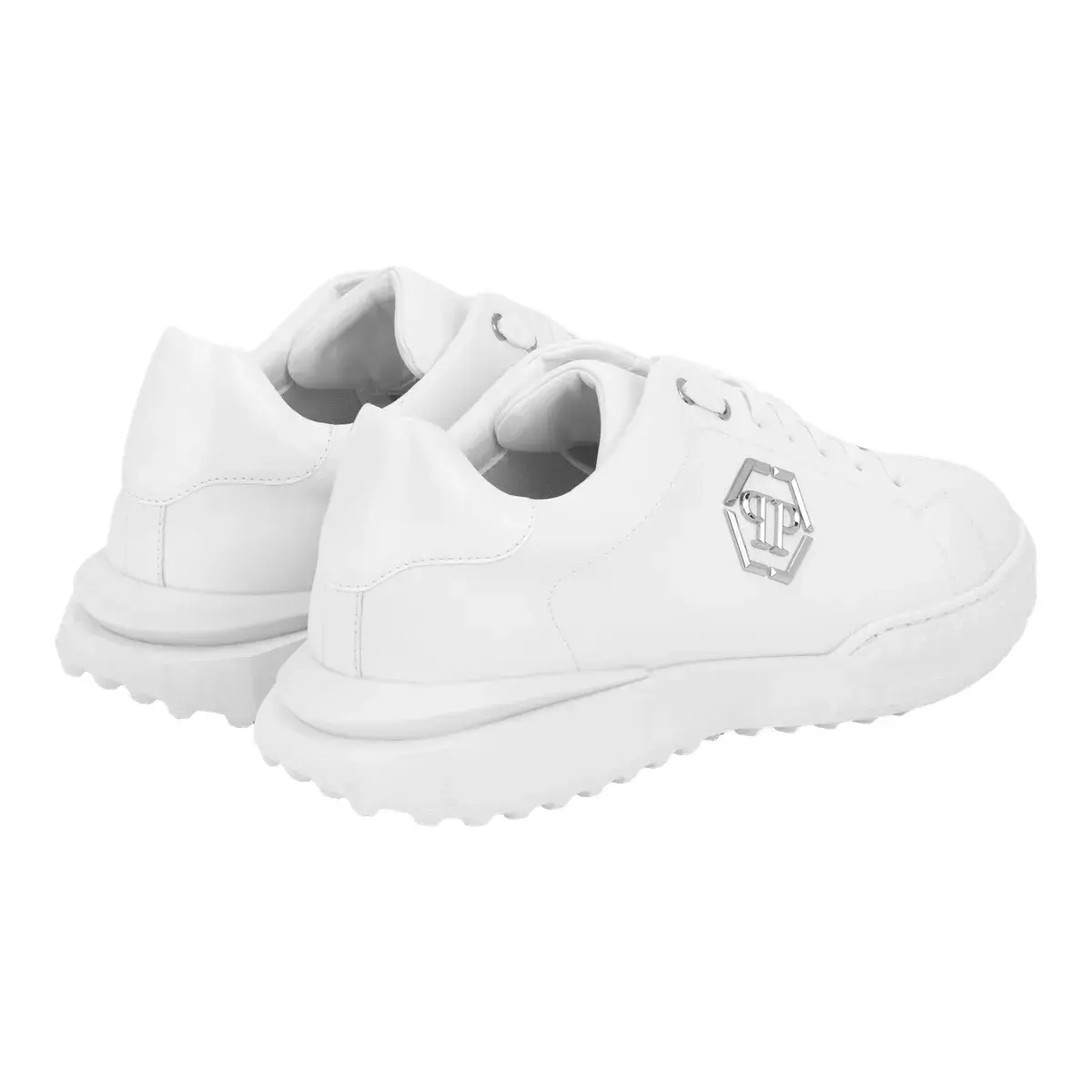 Weißer Leder-Sneaker mit niedrigem Profil