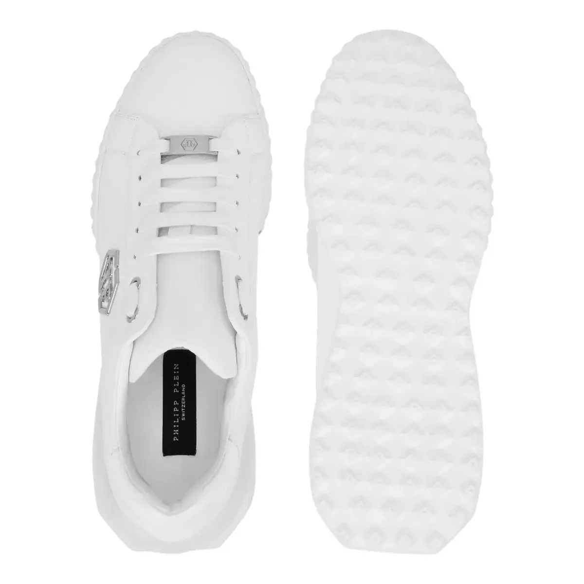 Weißer Leder-Sneaker mit niedrigem Profil