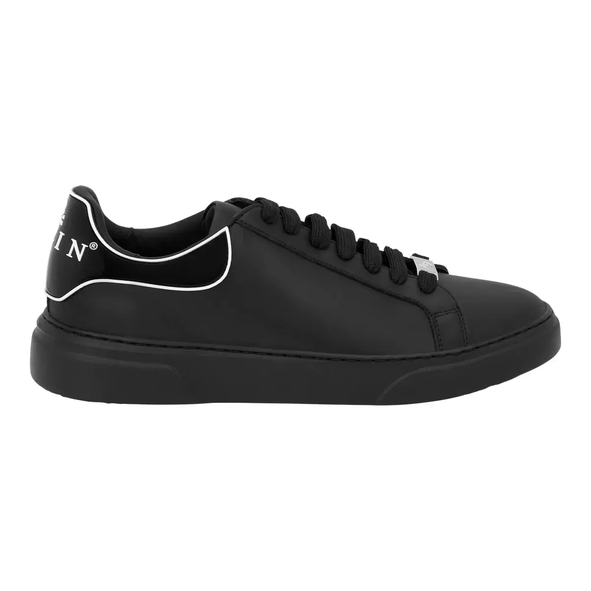 Schwarzer Low-Top Leder Fashion Sneaker