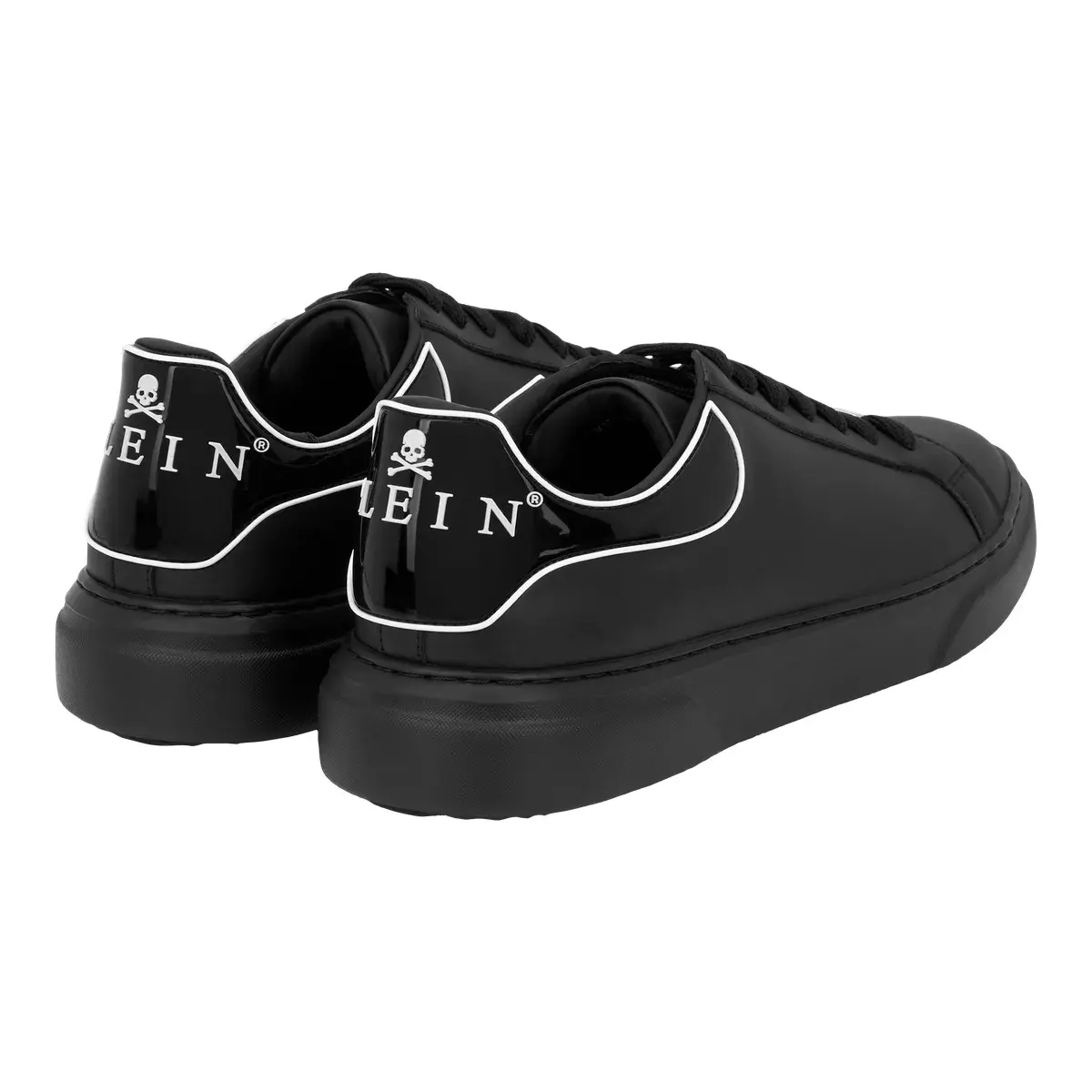 Schwarzer Low-Top Leder Fashion Sneaker