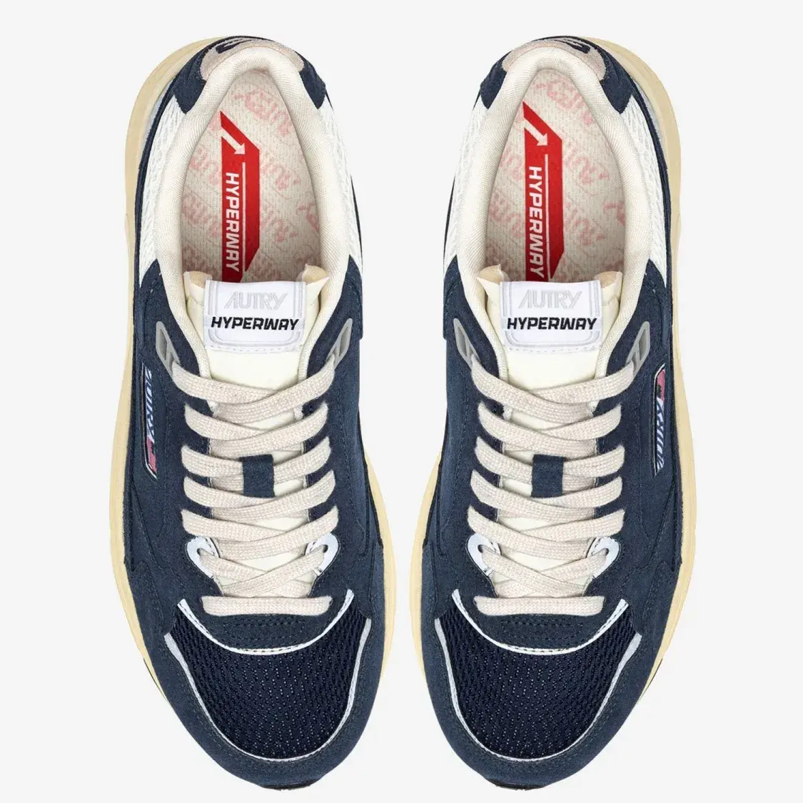 Marineblaue Wildleder- und Mesh-Sneakers
