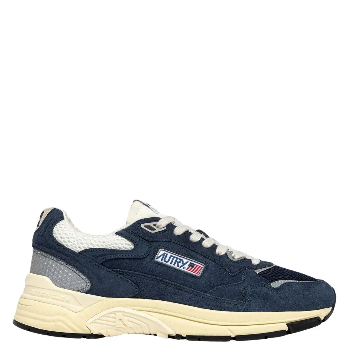 Marineblaue Wildleder- und Mesh-Sneakers