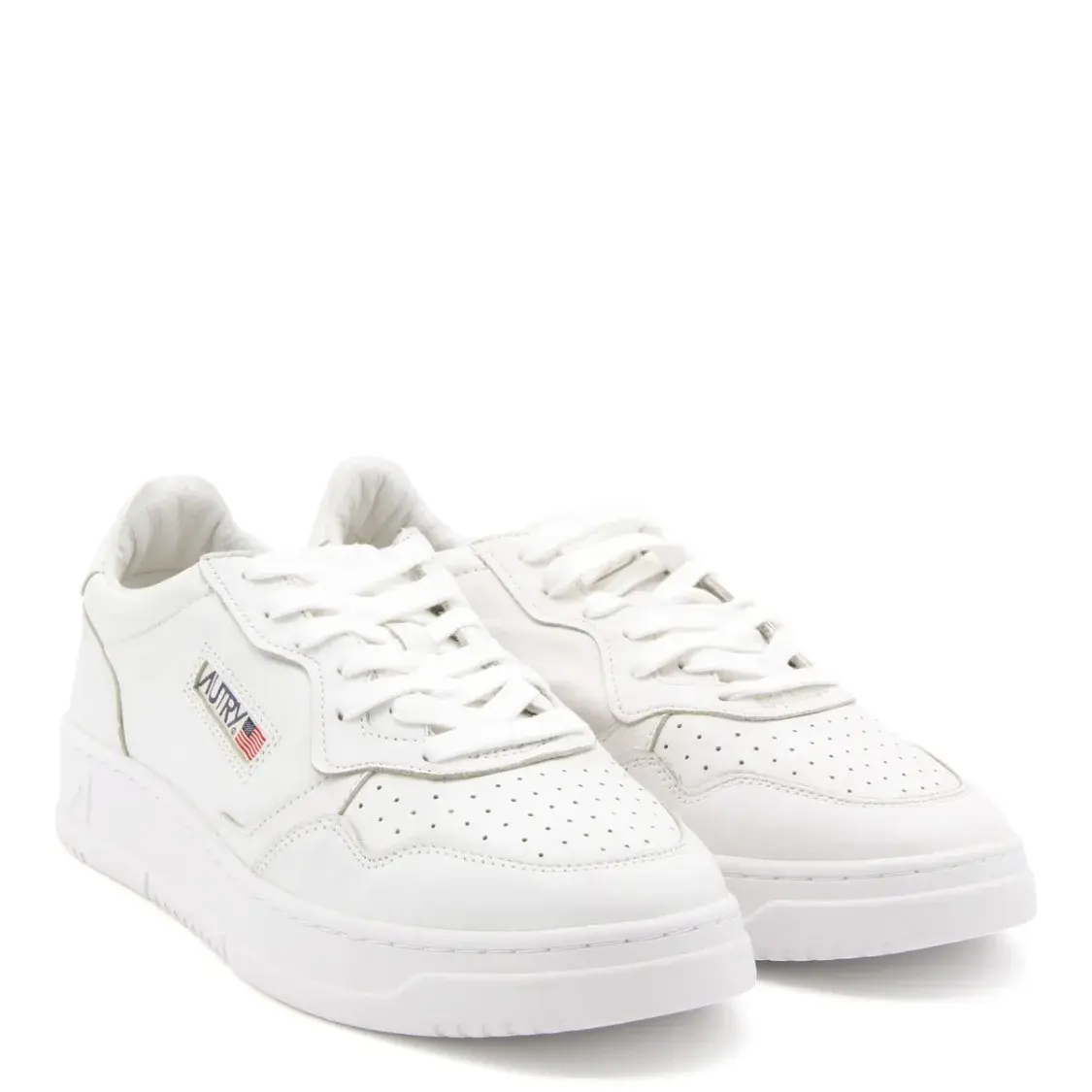 Weiße Low-Top-Sneakers aus Leder