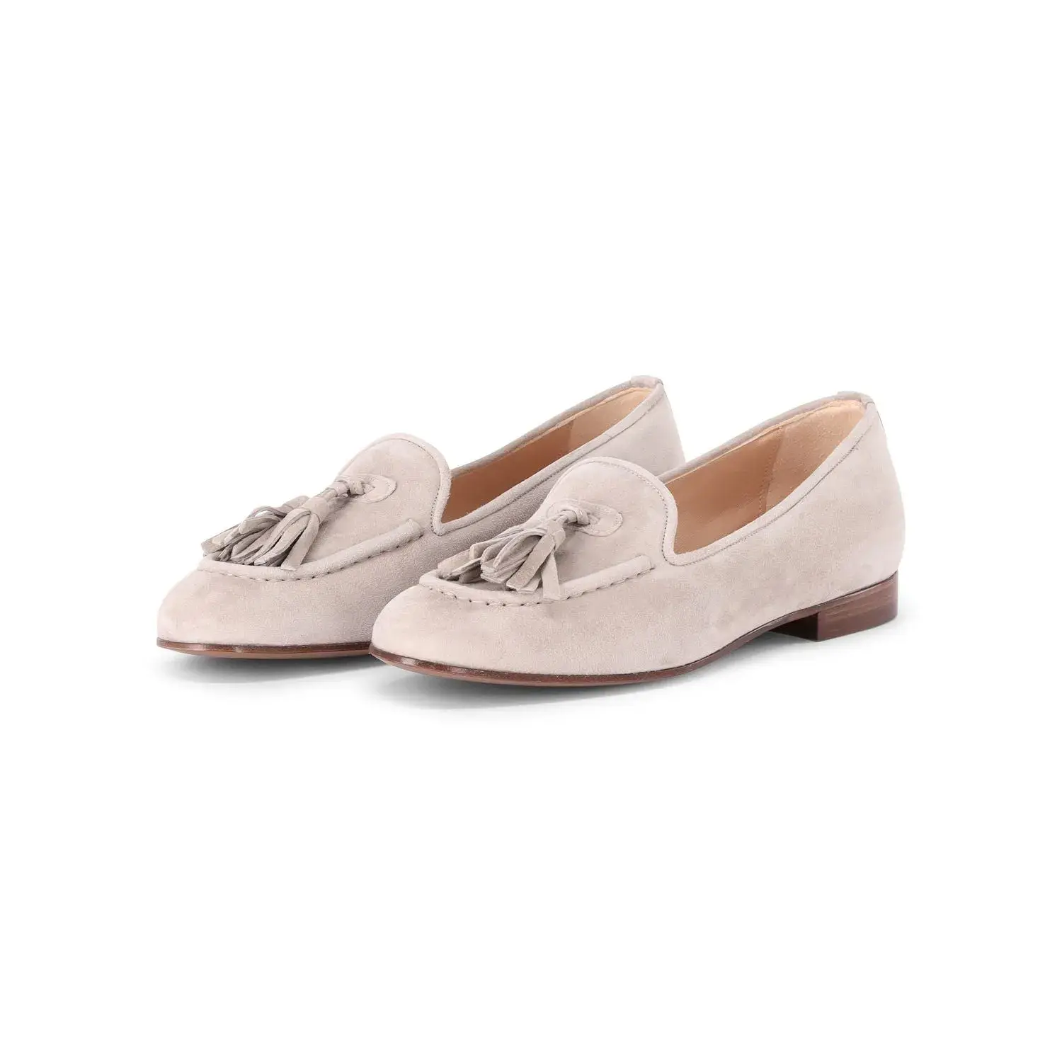 Quasten-Suede-Loafer in Beige