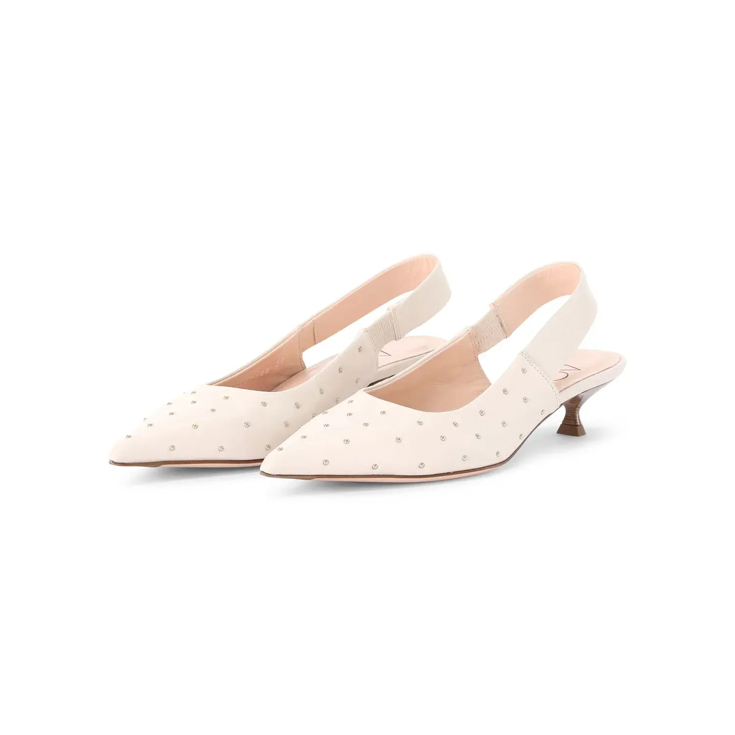 Slingback-Pumps mit Kitten-Heel aus Leder