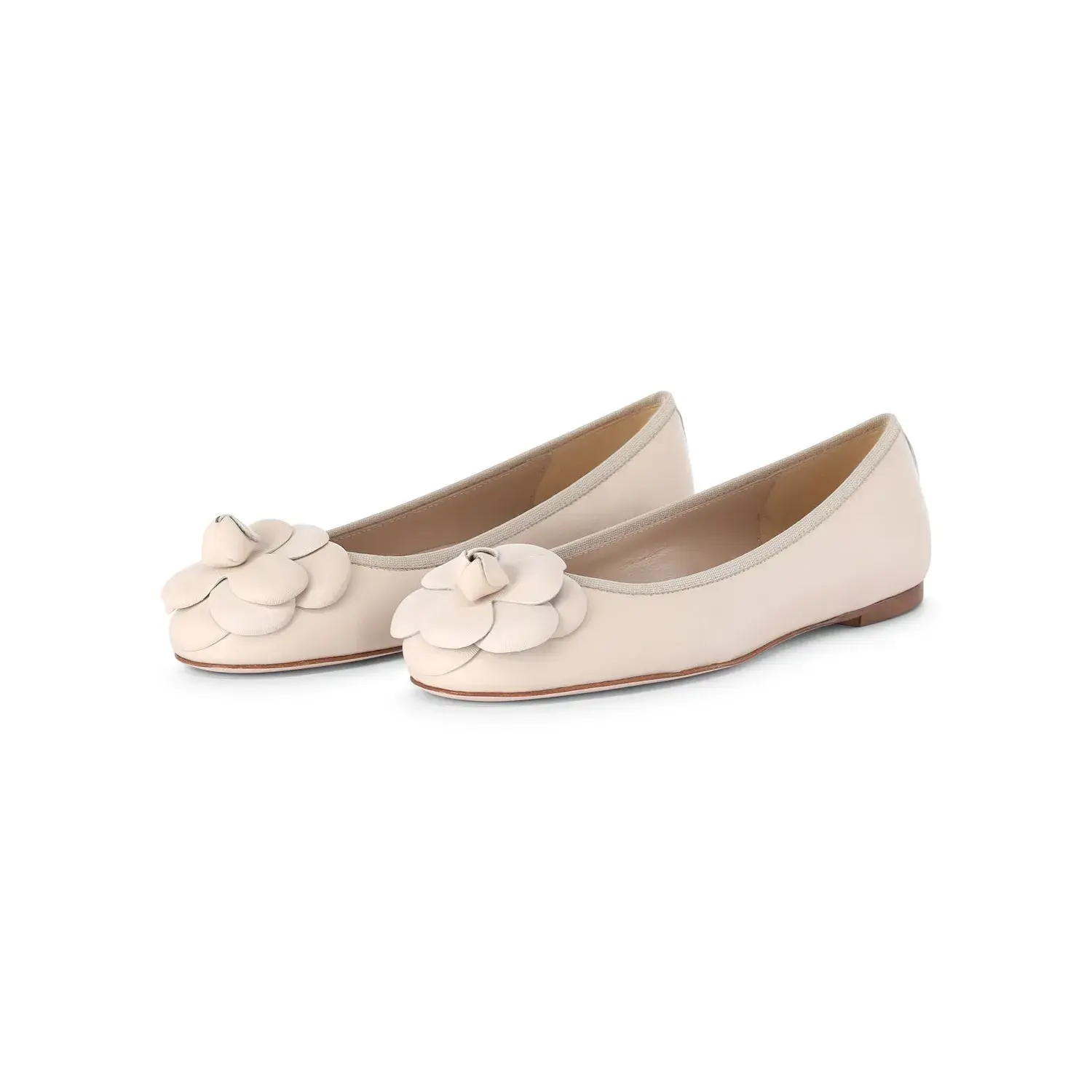 Ballerinas aus Leder mit Blumendetail