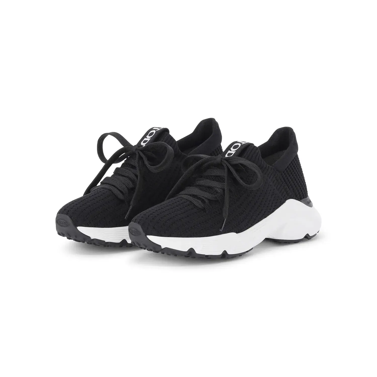 Schwarze Strick-Sneakers mit Chunky-Sohle