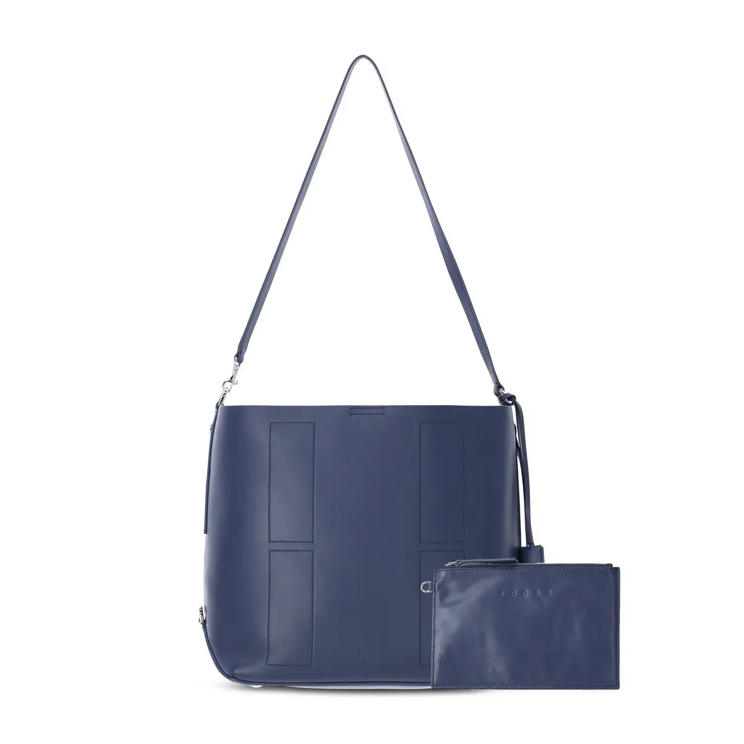 Elegante blaue Leder-Hobo-Tasche