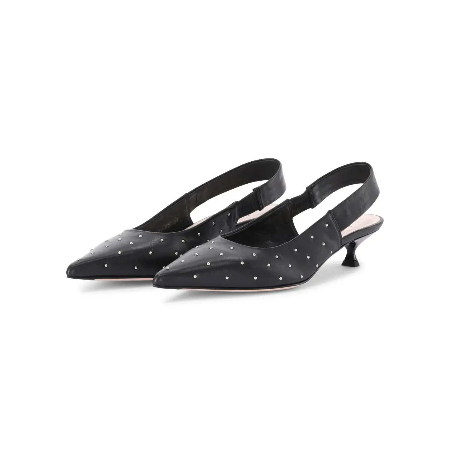 Slingback Pumps mit Nieten und Kittenheel