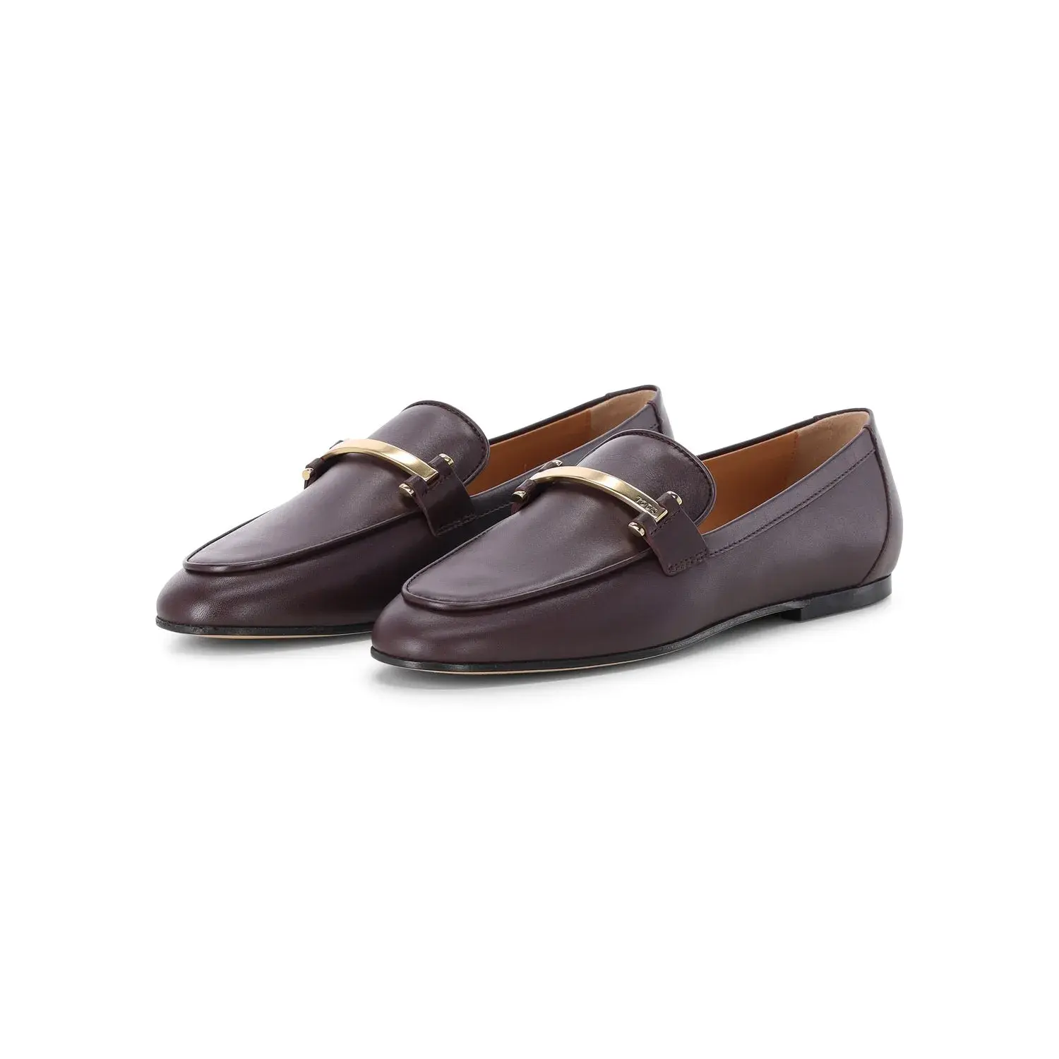 Lederloafer mit goldfarbener Leiste