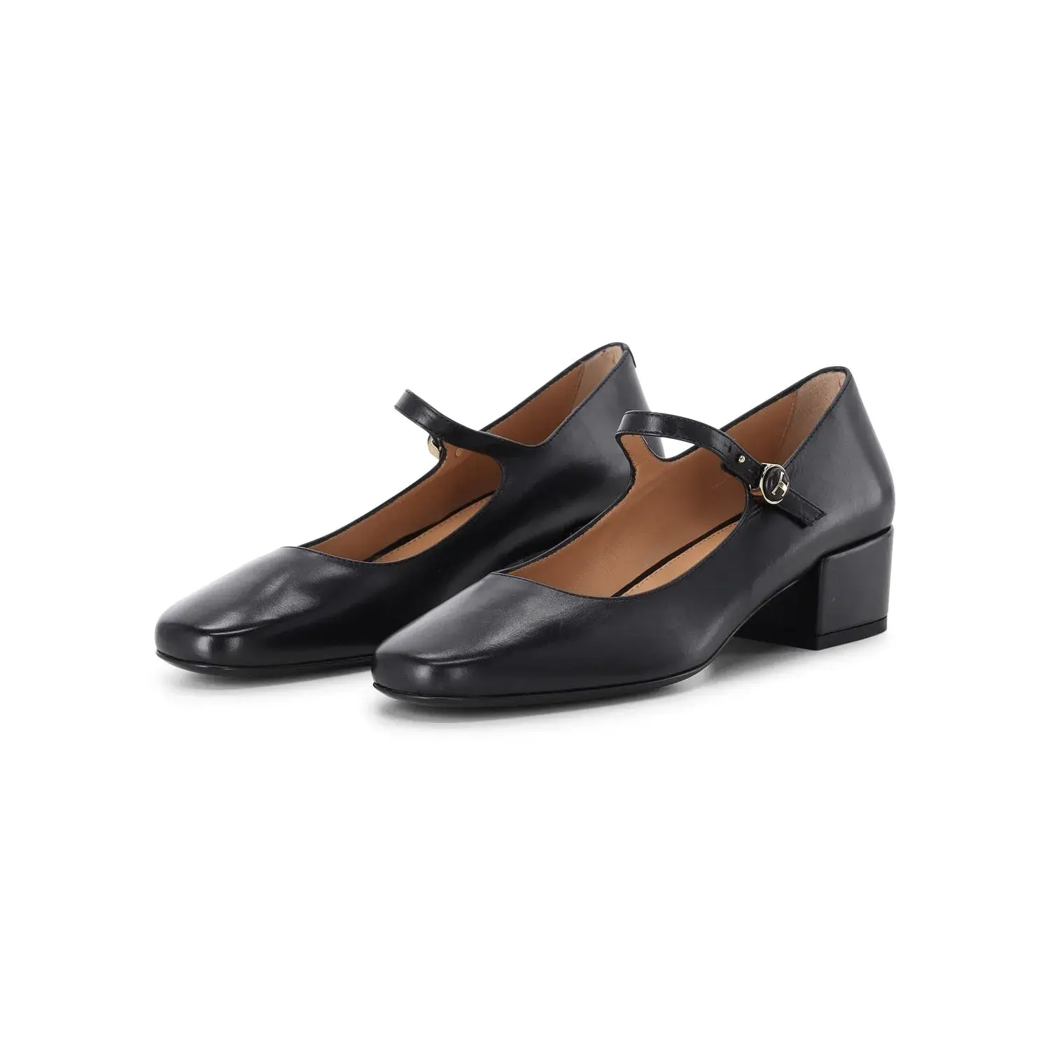 Elegante Mary Jane Pumps aus schwarzem Leder
