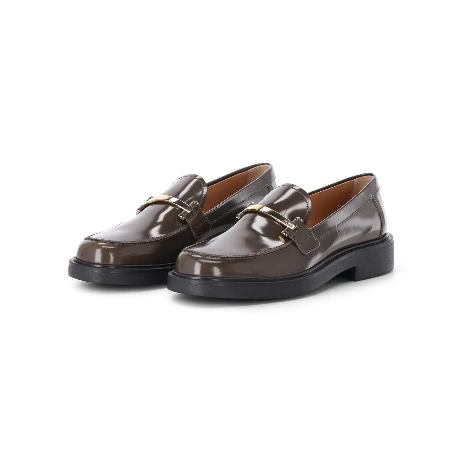 Polierte Leder Loafer mit Metalldetail