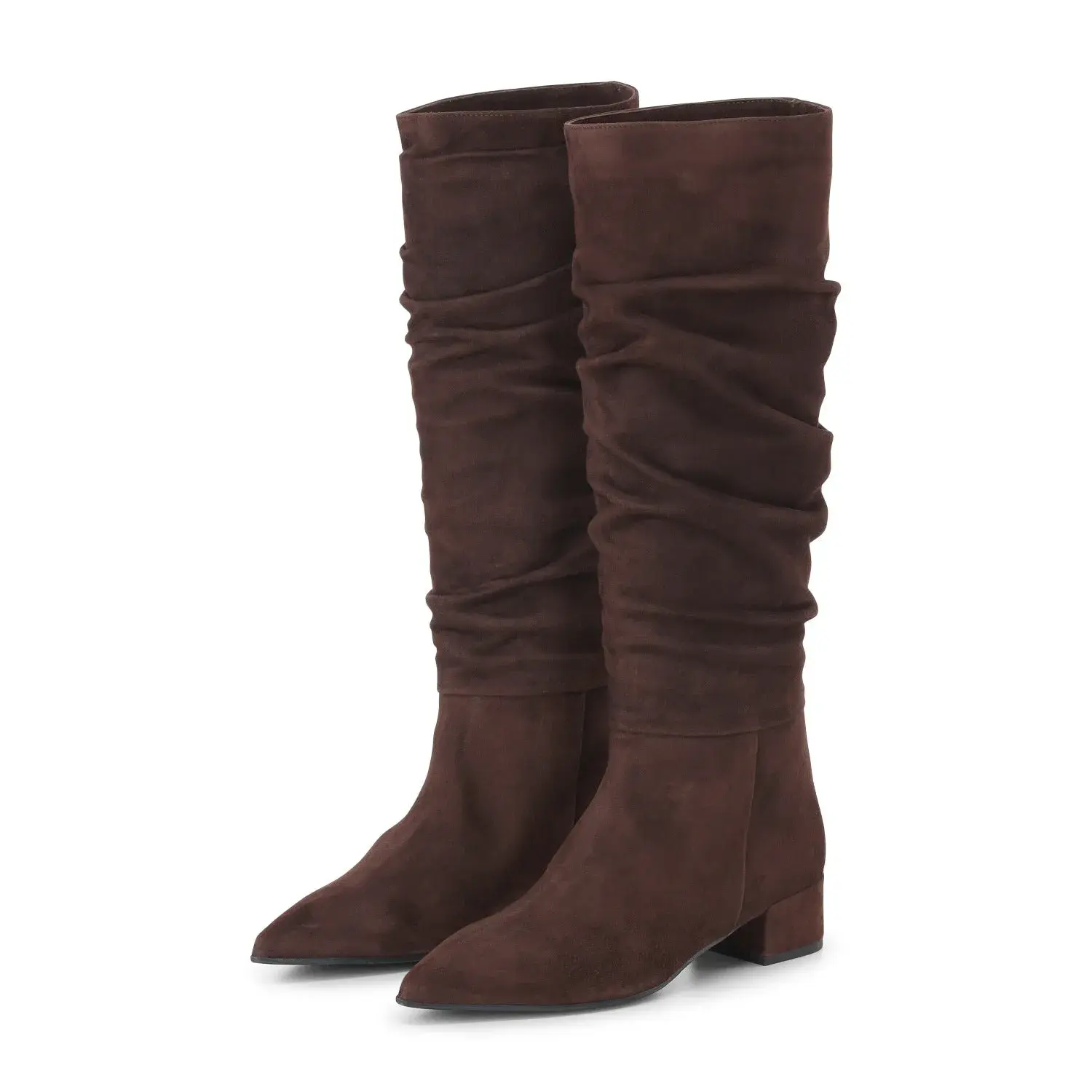 Braune Wildleder Overknee Slouch Stiefel