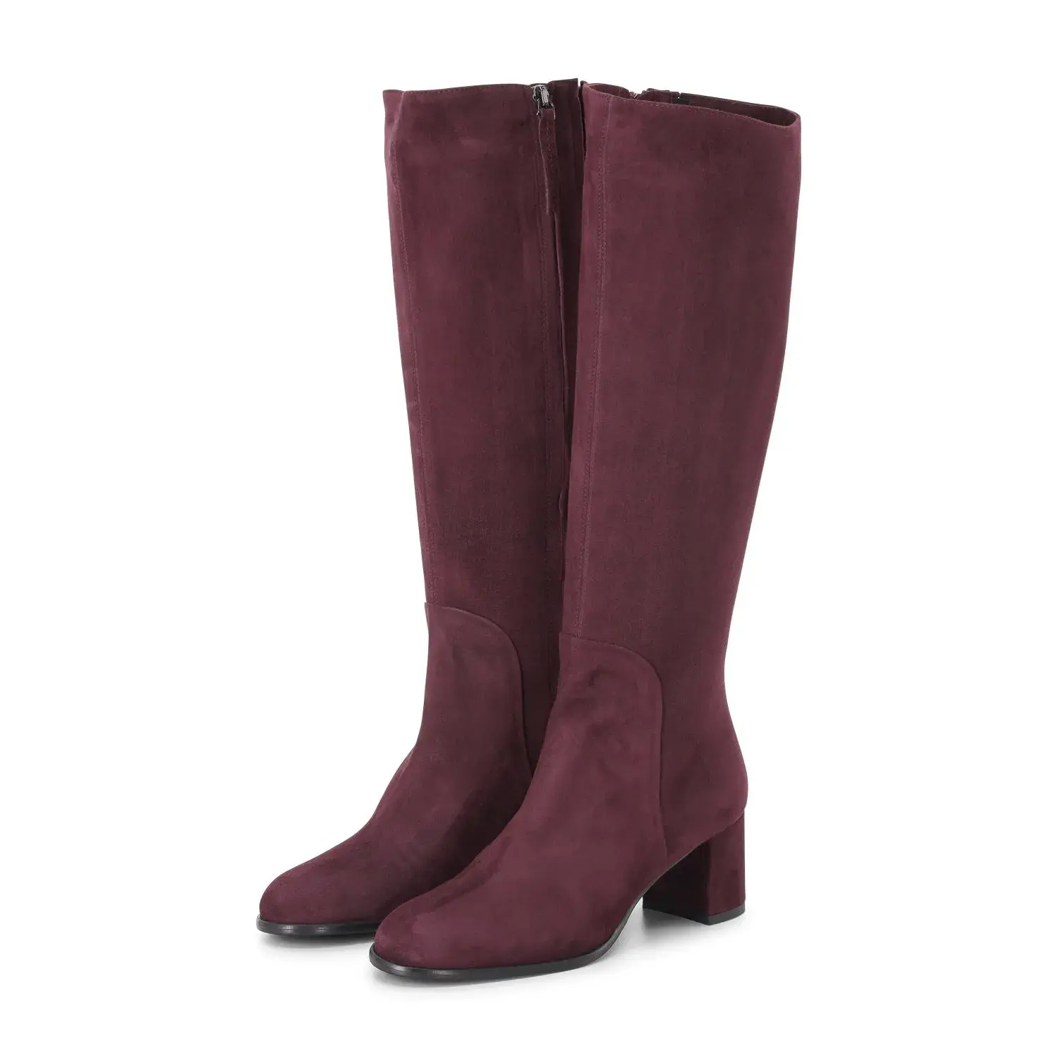 Elegante Wildleder Kniehohe Blockabsatz Stiefel