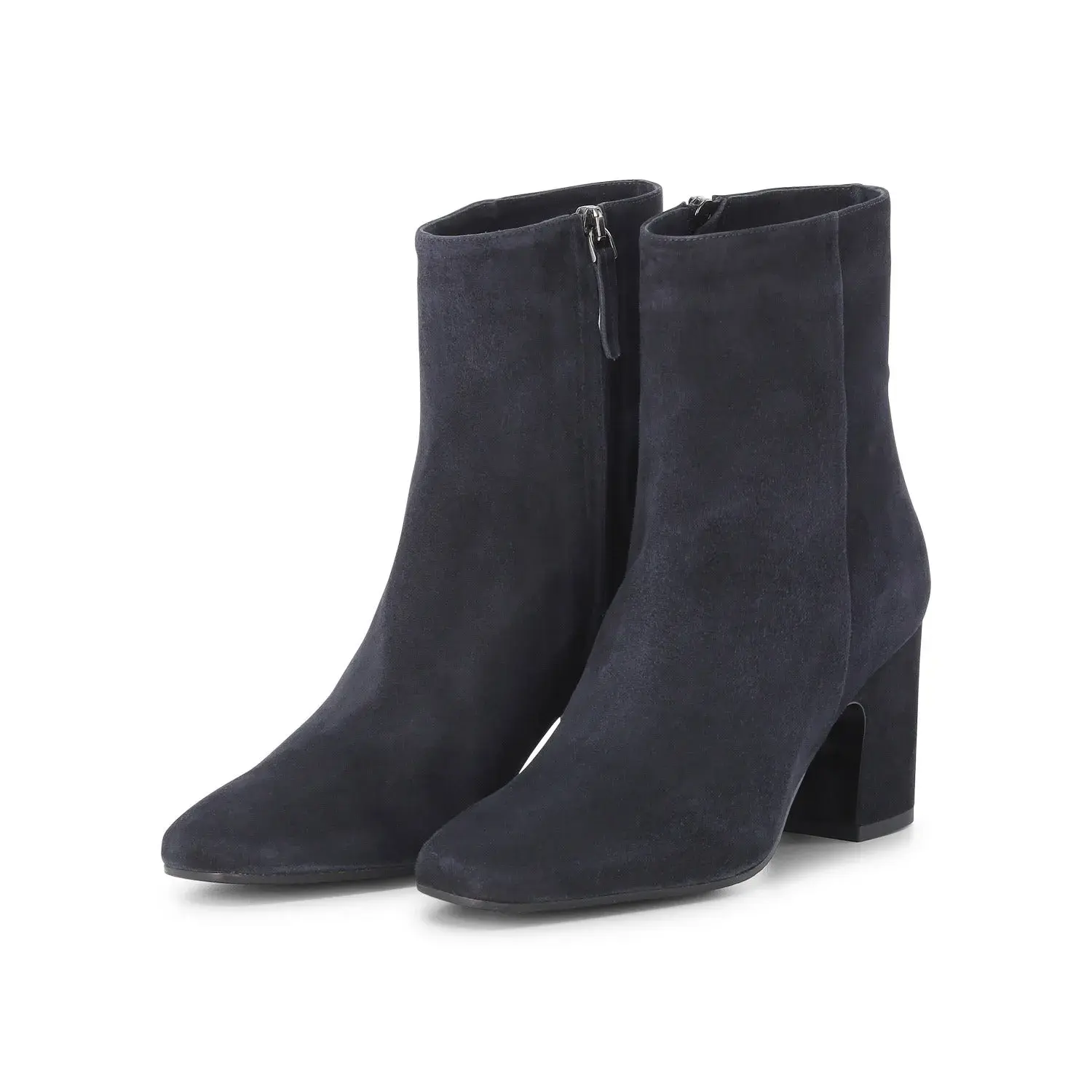 Stiefeletten aus Wildleder mit Blockabsatz