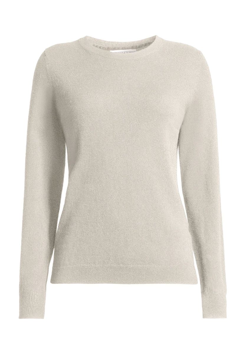 Klassischer beiger Kaschmir Rundhals Pullover