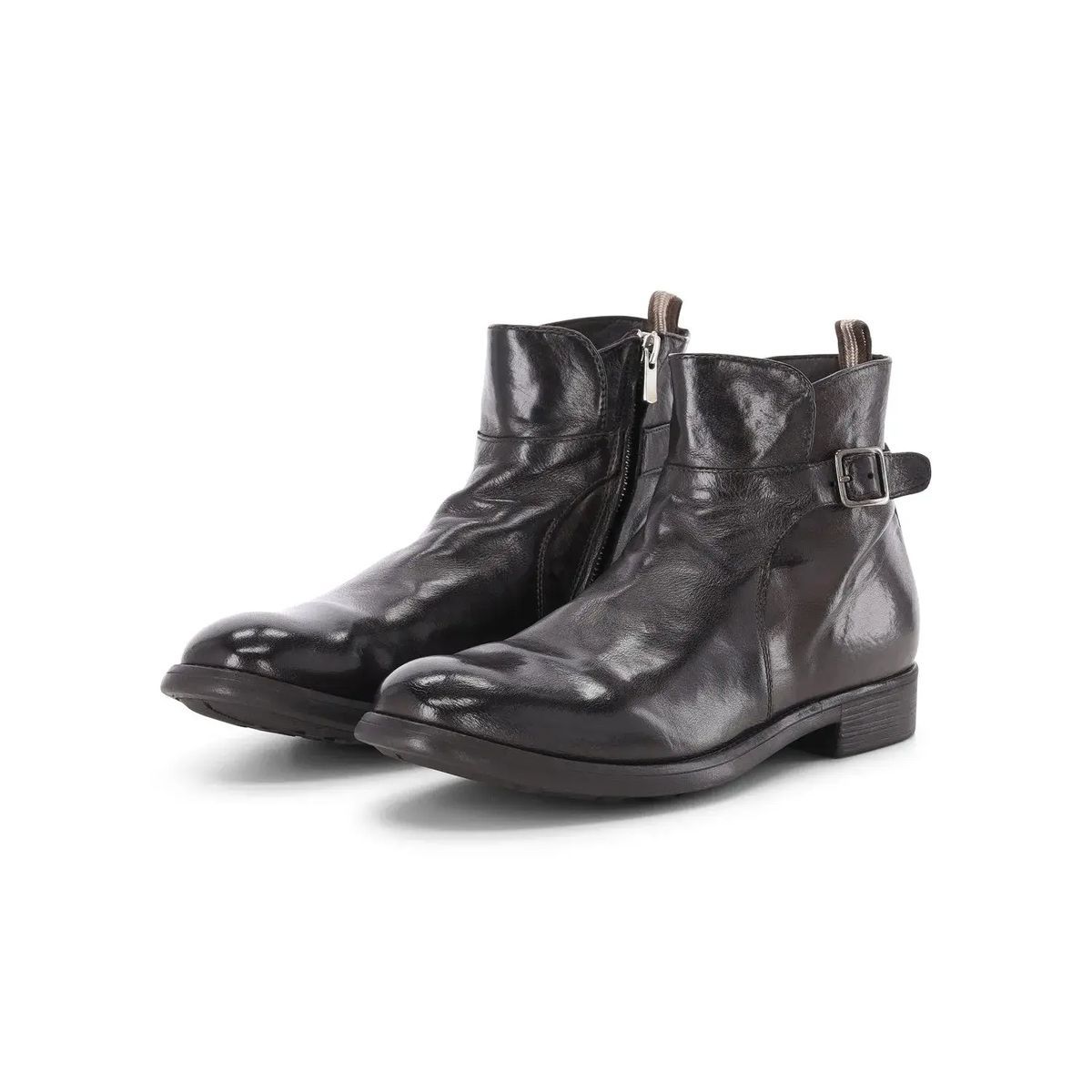 Leder-Stiefeletten mit Schnallendetail