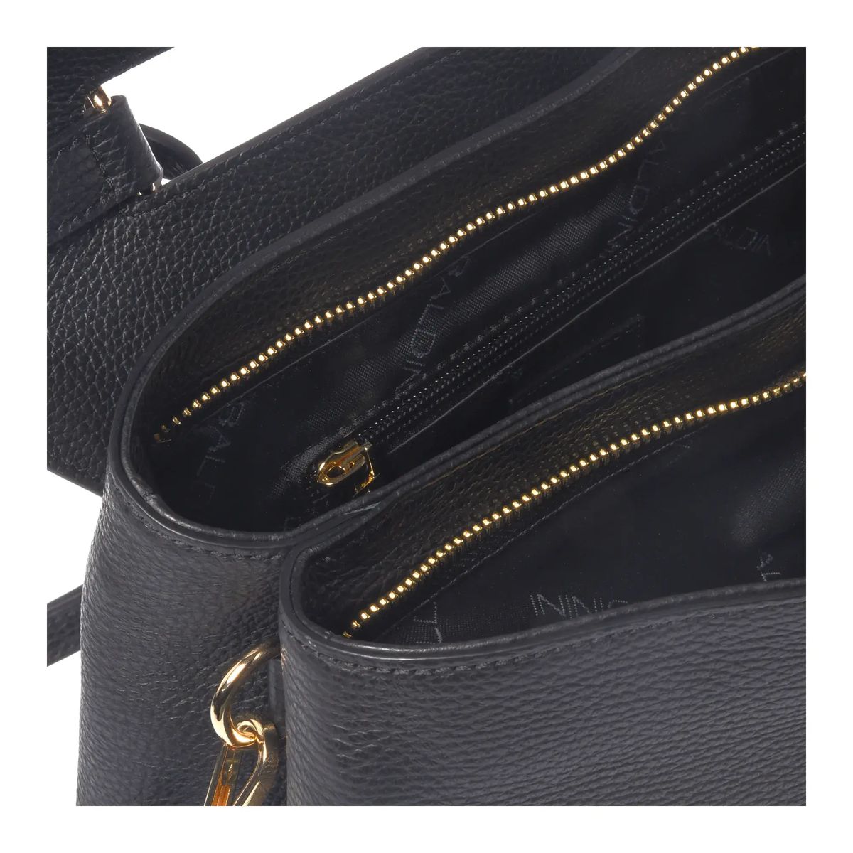 Schwarze Lederhandtasche mit Leopardenmuster