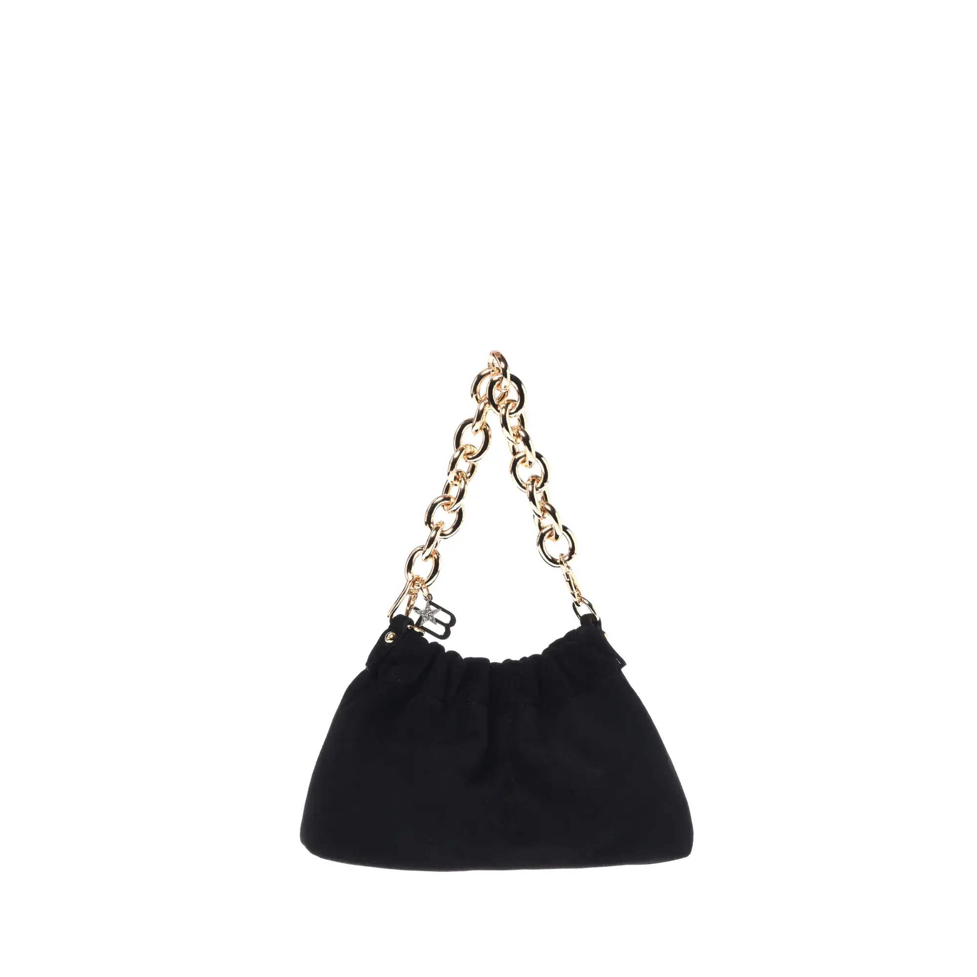 Schwarze Wildleder Handtasche mit Kettengriff