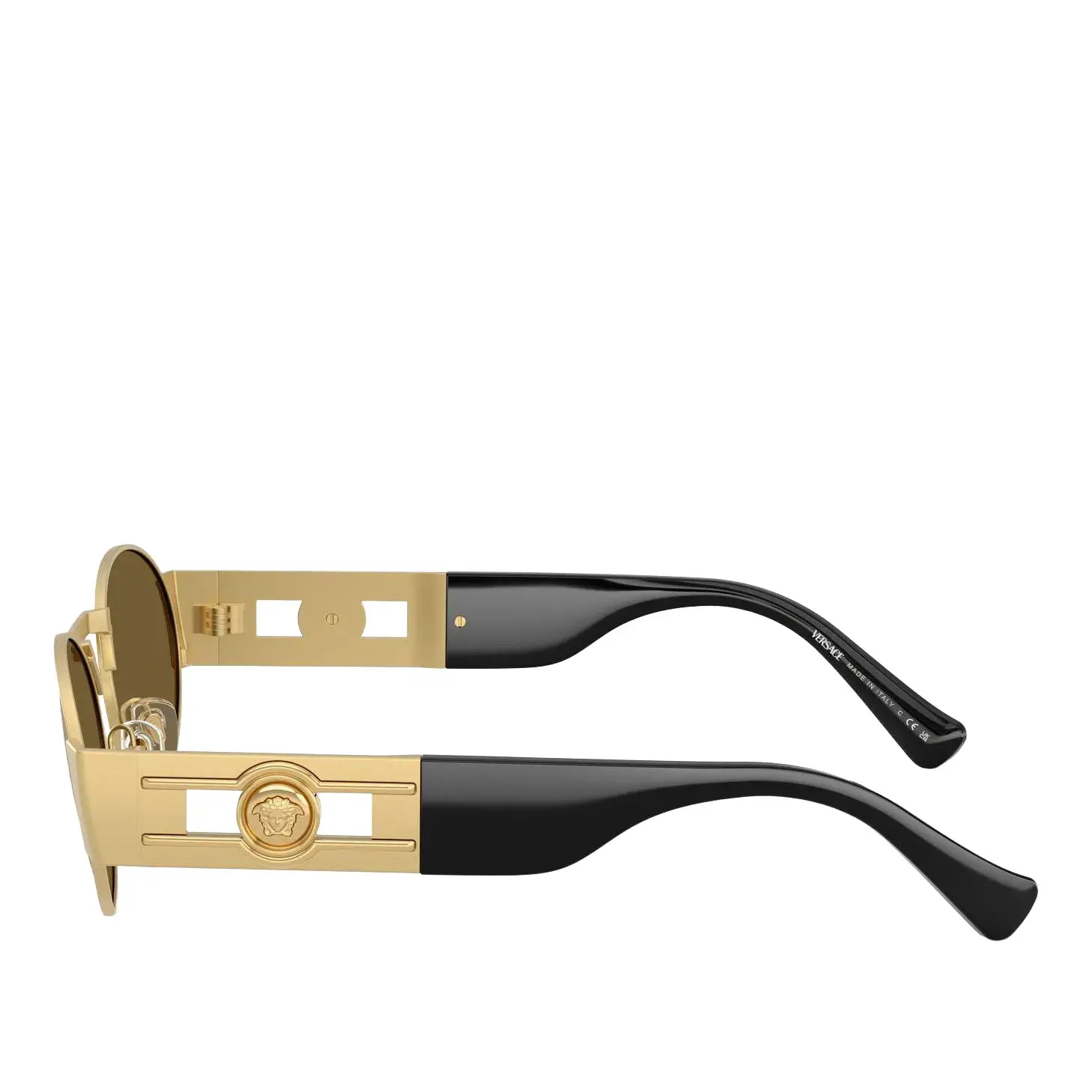 Versace Goldene Sonnenbrille mit ovalem Rahmen