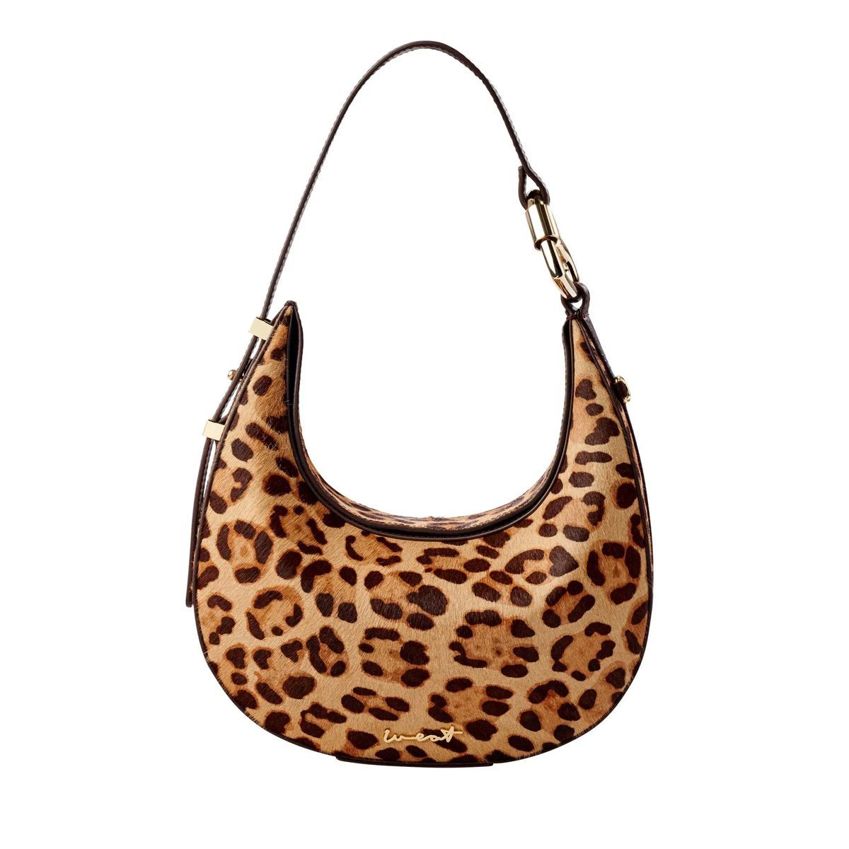 Halbmondförmige Schultertasche mit Leopardenmuster