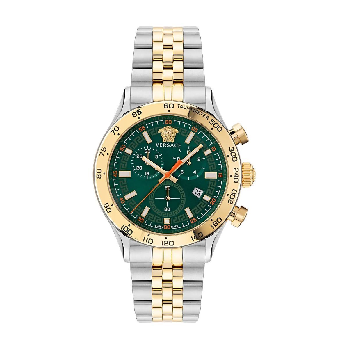 Grüner Chronograph mit goldenen Akzenten